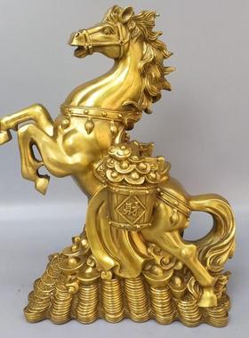 马纯铜马生肖招财元宝一桶金聚宝盆马立马发财家居客厅摆件