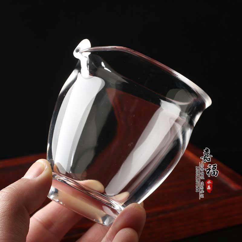 纯手工打磨水晶公道杯加厚大号日式分茶器功夫茶具配件大茶海耐热