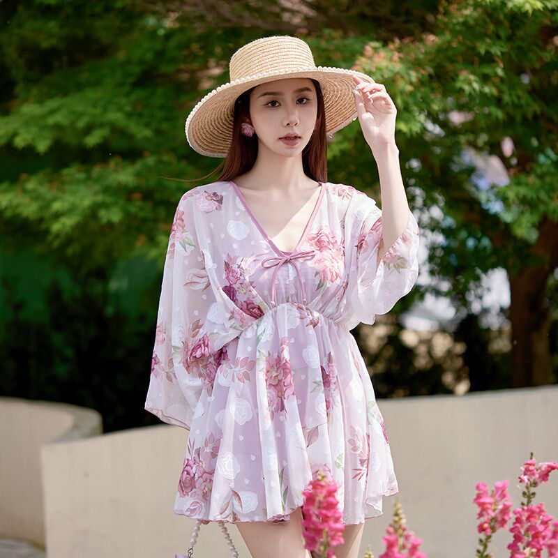 泳衣女分体三件套宽松遮p肉微胖女孩显瘦保守2025年夏季海边游泳