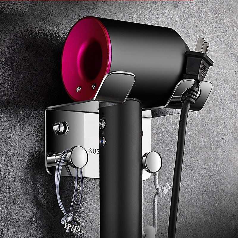 304不锈钢吹风机架免打孔风筒支架卫生间电吹风挂架浴室置物架子