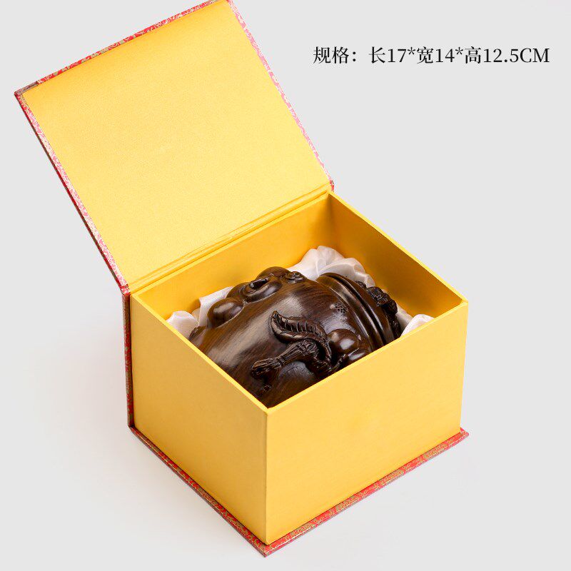 木头雕刻红木茶叶罐工艺品摆件 黑檀木料实木质茶叶储存罐密封罐