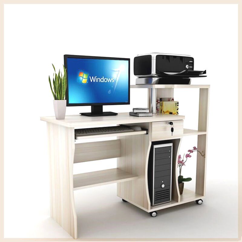 台式机电脑桌电脑台式桌可放打印机一体桌家用办公电Y脑桌加厚房
