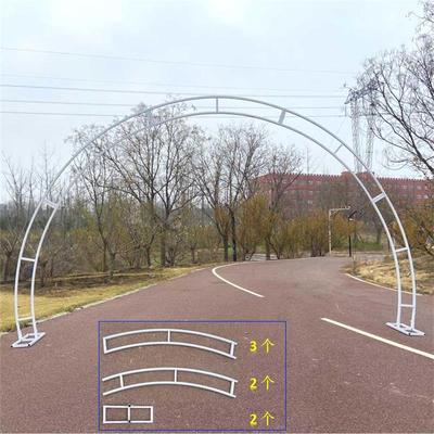 订制婚庆道具弧形拱门铁艺半圆流星雨灯带派队铁架二环门拱门架子