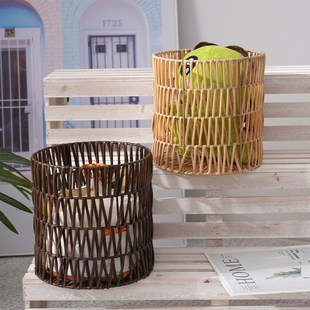 PP编织收纳篓防水浴室脏衣w筐毛巾筐简约风镂空设计编制篮整理筐