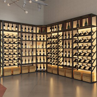 红酒架子酒柜靠墙落地葡萄酒架酒窖 红H酒架斜放定制红酒柜展示架