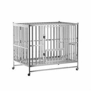 新款304不锈钢大型中型犬折叠金毛狗笼子带厕所室内加粗加厚拉布