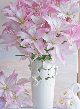 菜菜的陶瓷杂货 重工镂空立体花 三色堇花朵高瓶 温柔奶油色
