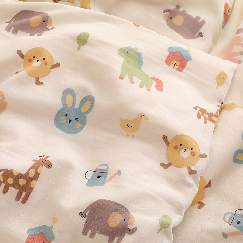 小马驹双层纱儿童床床单单件单人100全棉宝宝婴儿夏季学生白
