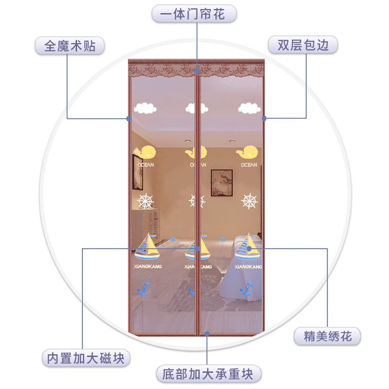 魔术贴防蚊门帘夏季磁性加密粘贴卧室隔断纱门窗网自吸家用免打孔