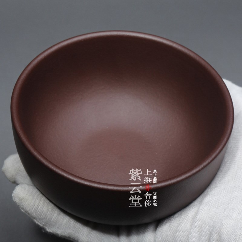 宜兴紫砂杯紫砂碗饭碗小汤碗酒店家用杯原矿老紫泥杯大号品茗杯