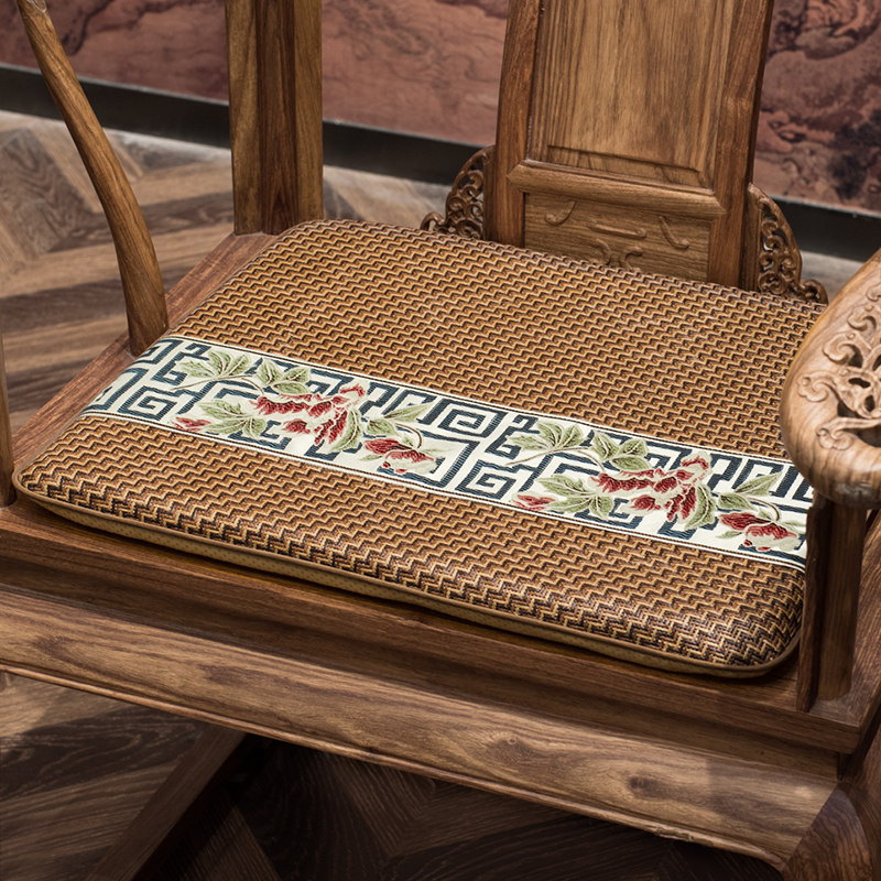 凉席坐垫夏季款新中式红木椅子垫子夏天冰藤沙发垫圈椅座垫茶椅垫