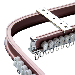 飘窗弯曲窗帘轨道顺滑静音铝合金电泳任意弯轨直轨窗帘杆定制