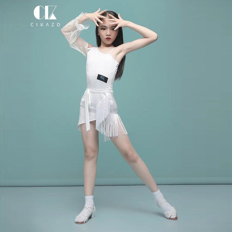 拉丁舞服女儿童夏季专业比赛网红连体裙少儿拉丁舞规定服无袖