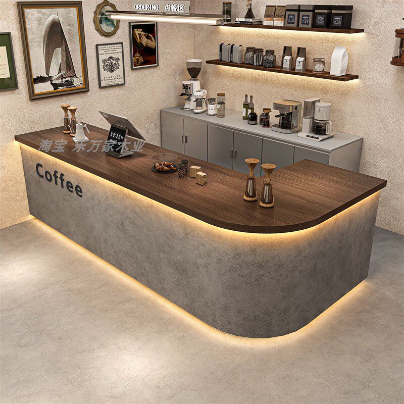 新款奶茶店收银柜台酒吧咖t啡店吧台甜品店前台烘培蛋糕面包店接