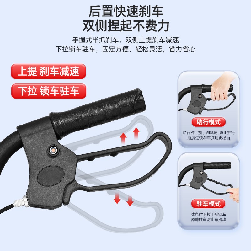 便携手推车家用老人代步车可折叠购物四轮买菜车可推可坐小轮椅子