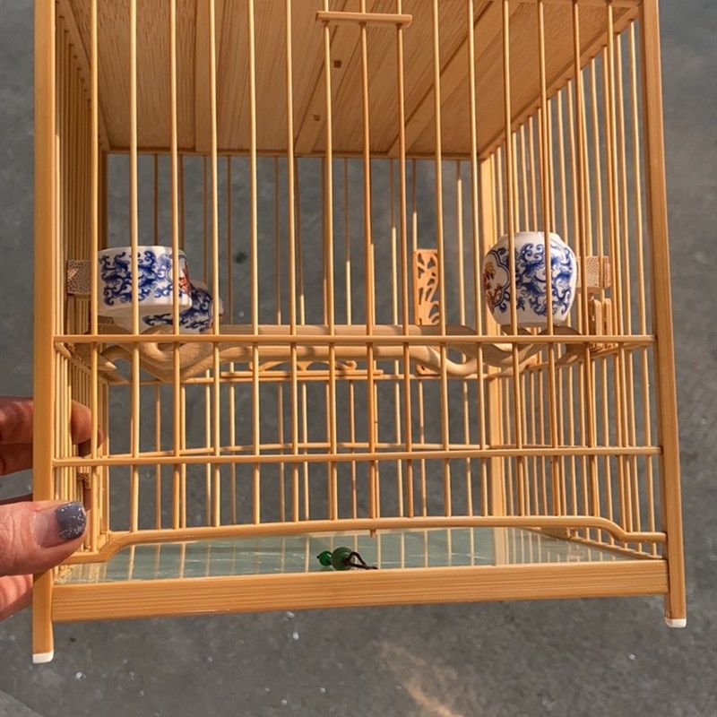 绣眼鸟笼暗绿笼白眼笼相丝笼南笼方笼手工竹笼留青榫头板笼绪伟款
