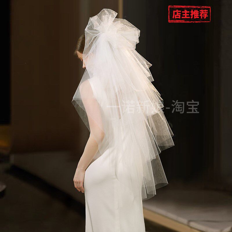新娘结婚旅拍照头纱影楼化妆师跟妆造型纱多层硬网抓泡蓬蓬纱