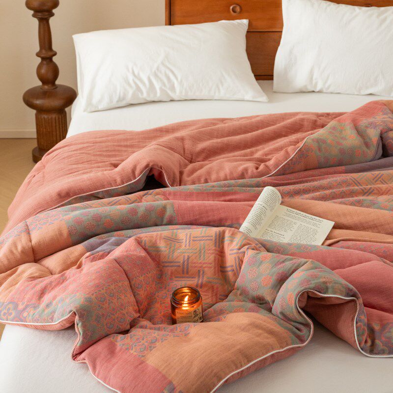 A类母婴级全棉双层纱夏被100纯棉纱布春秋被可机洗水洗裸睡四季被