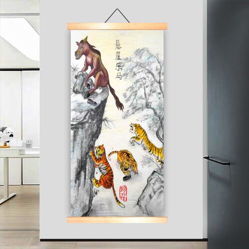 一条龙服务图搞笑挂轴画草船借箭挂画高清打印复刻古画烧烤饭店画