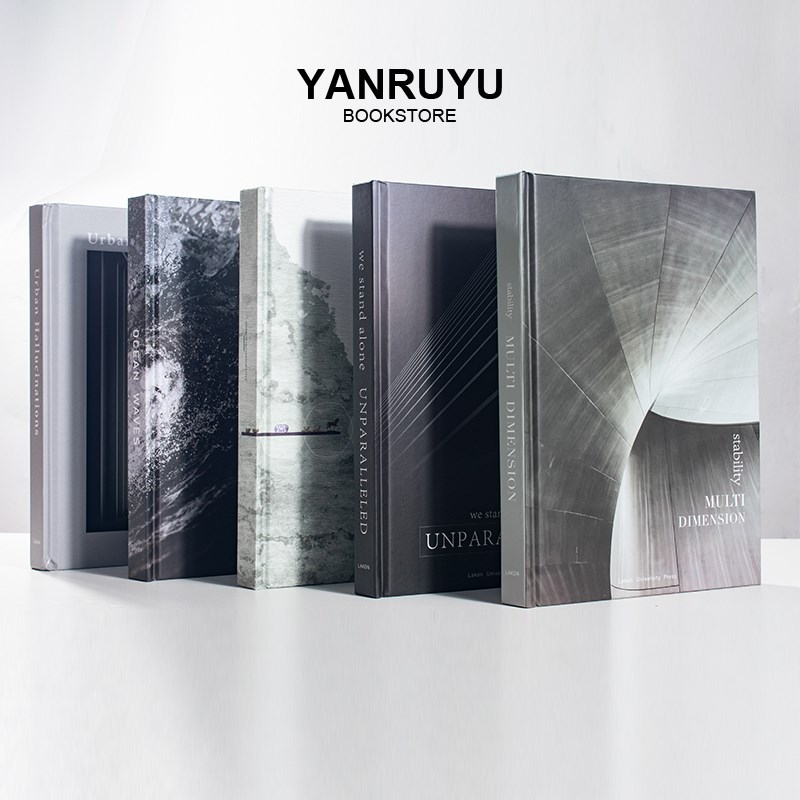 样板间装饰品仿真书简约黑白灰售楼处客厅书房书架摆件拍照道具书