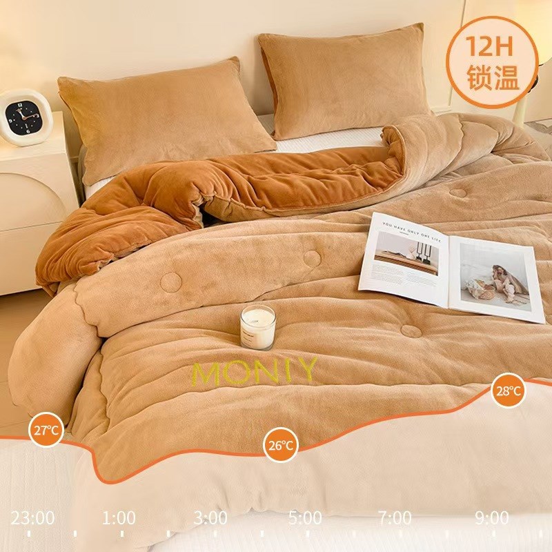 秋冬款双拼被子被芯加绒保暖被褥盖被家用双人厚被子棉被KB526