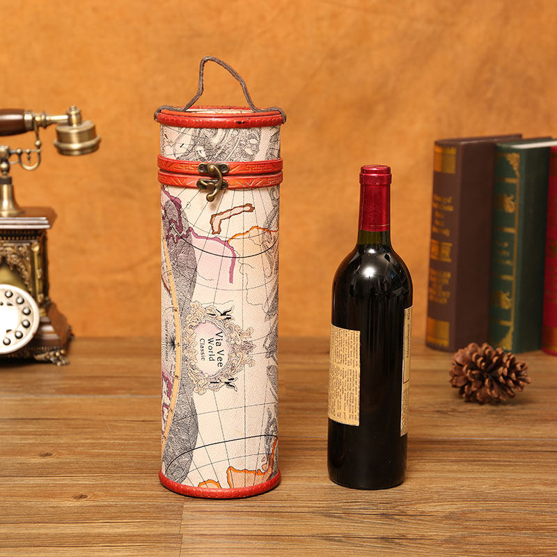 复古风礼品红酒盒包装盒单双支葡萄酒木质红酒礼盒装空盒酒箱木箱