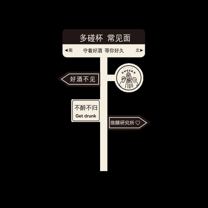 路牌网红清吧酒吧氛围场景装饰打卡拍照区布置啤酒馆火锅店墙贴3d