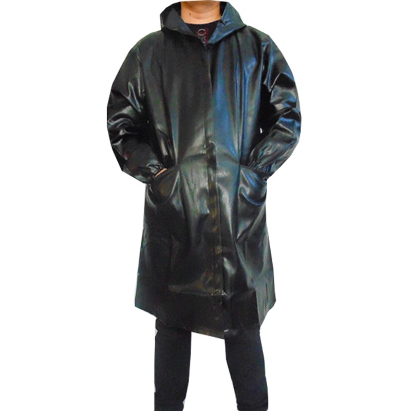 皮革罩衣男劳保服防水围裙工作服机车皮衣外套pu保暖耐磨宽松护衣