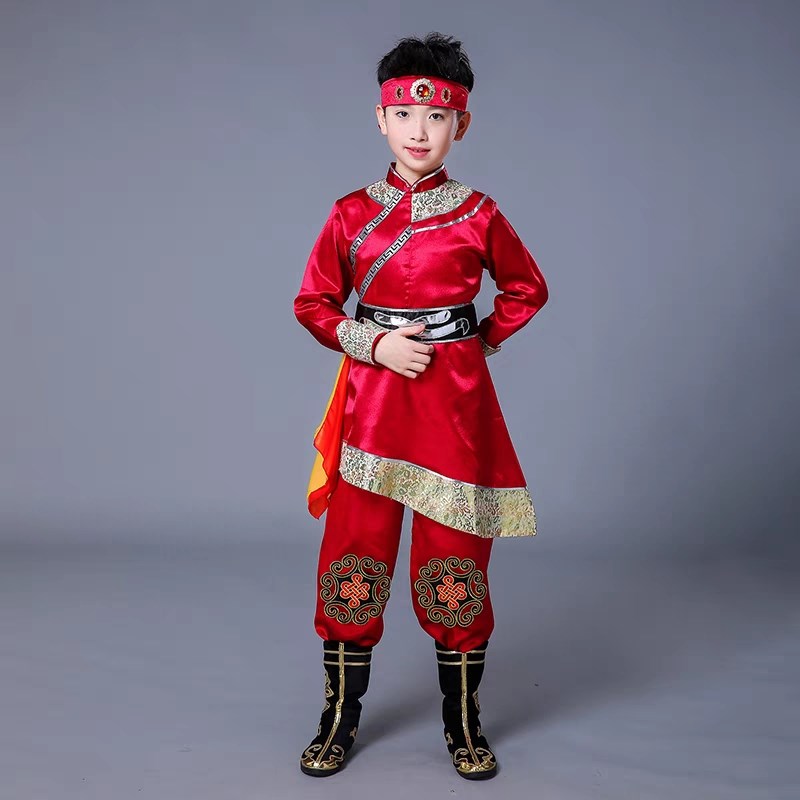儿童蒙古服男女童舞蹈套装少数民族服装新款蒙古袍少儿舞台演出服