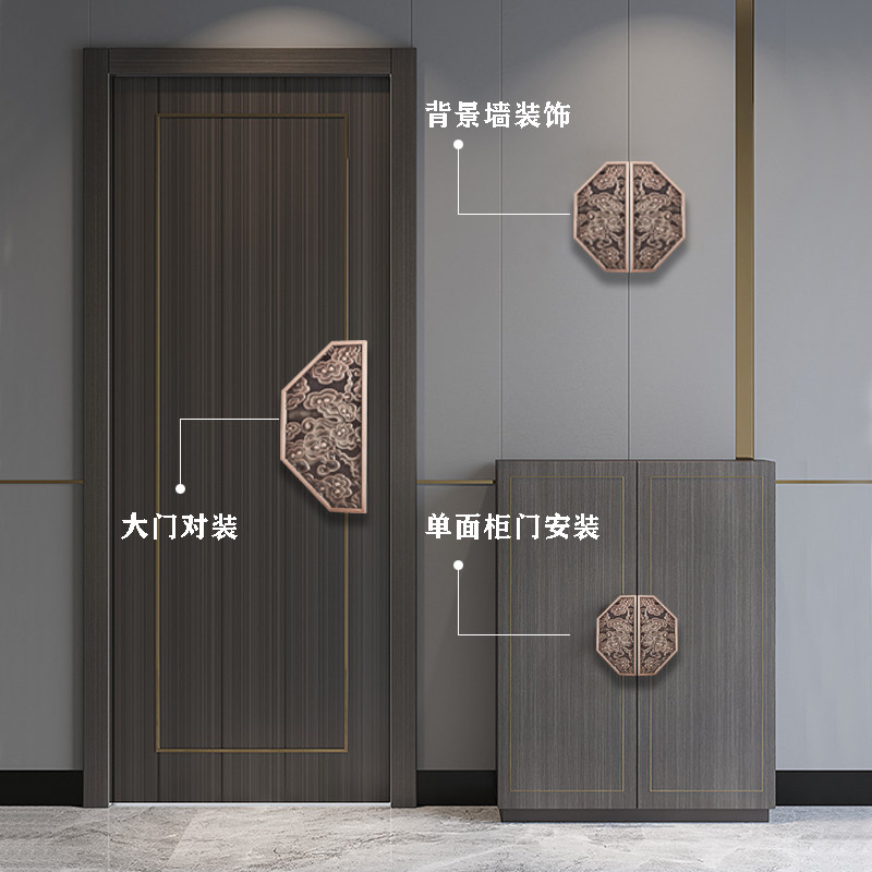 新中式半圆大门拉手双开玻璃门拉手仿古铜木门柜门圆形门把手定制