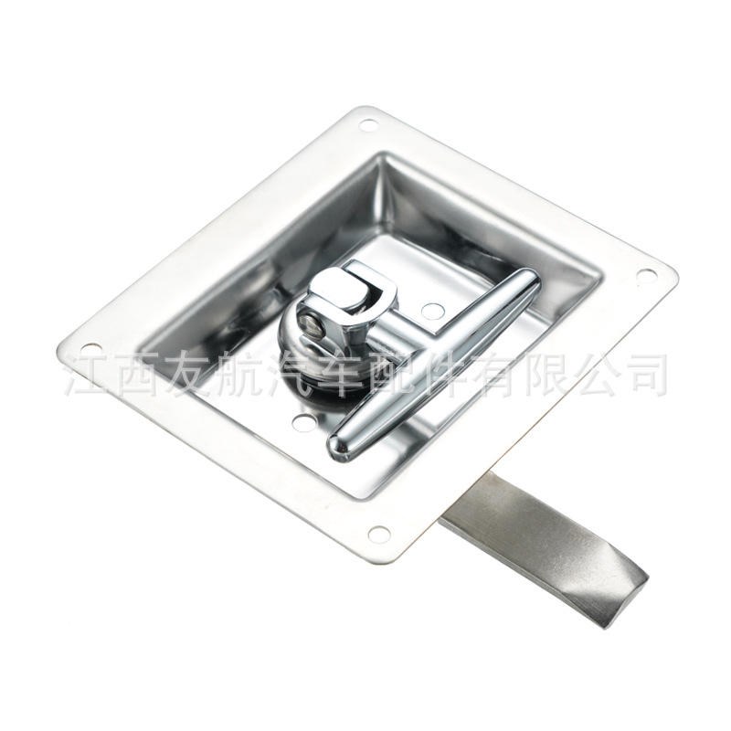 供应不锈钢304内嵌p式平面锁拖车锁具皮卡工具箱锁T型转舌把手锁