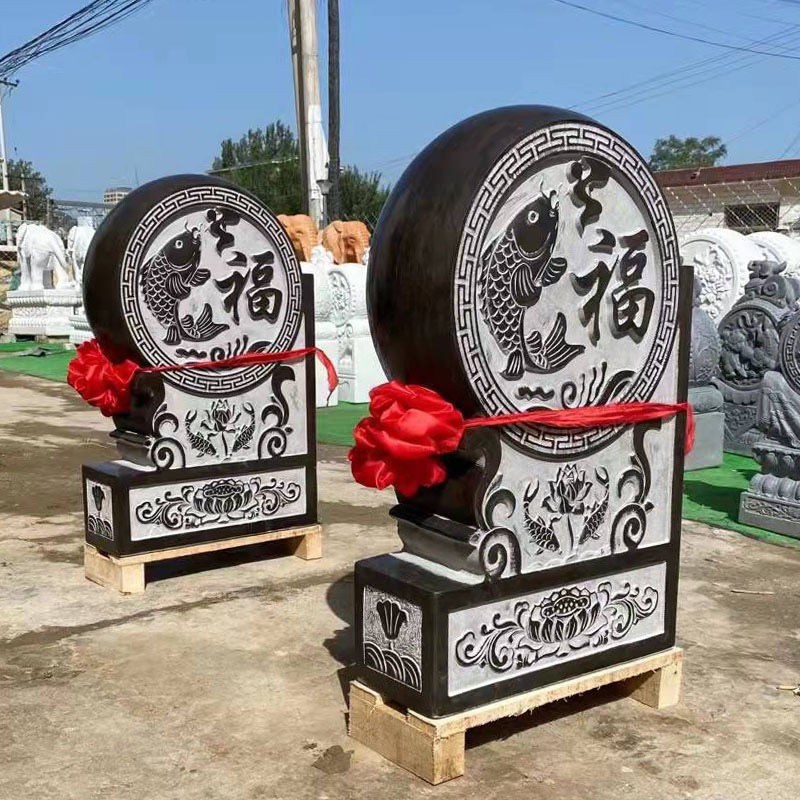 石雕门墩抱鼓石一对青石彷古做旧庭院石墩子貔貅大象石鼓门口摆件