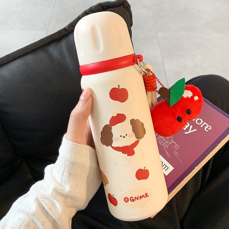 三饮保温杯女生高颜值带盖子吸管水杯2025新款可爱可U携式学生双