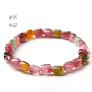 天然粉嫩碧玺手链女款6毫米随型款不规则单圈手串KA1Z4实物拍摄