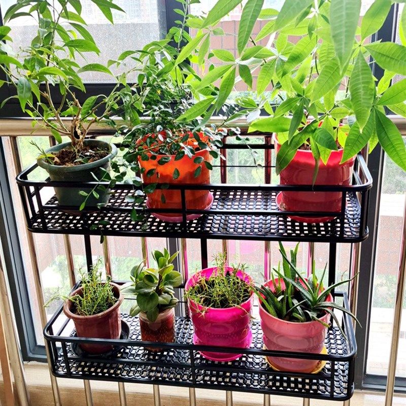 阳台花架悬挂式铁艺护栏花卉盆挂架多肉栏杆花架子U室内置物架多