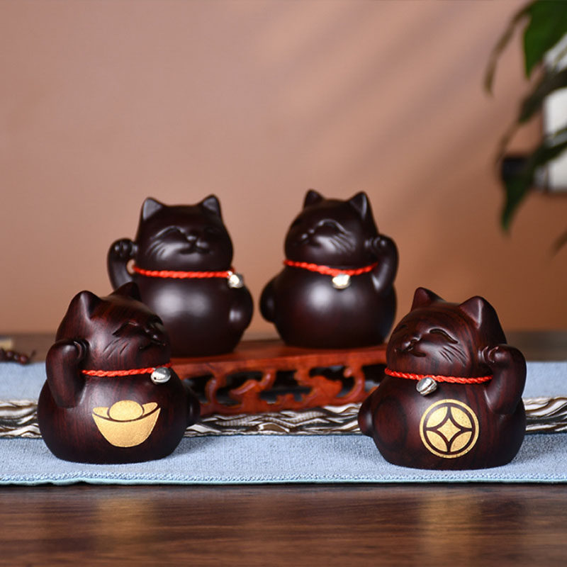 黑檀木雕招财对猫摆件实木雕刻开业送礼品店铺收银台家居发财对猫,家居饰品,装饰摆件,淘宝优惠券,粉丝福利购,淘宝优惠卷