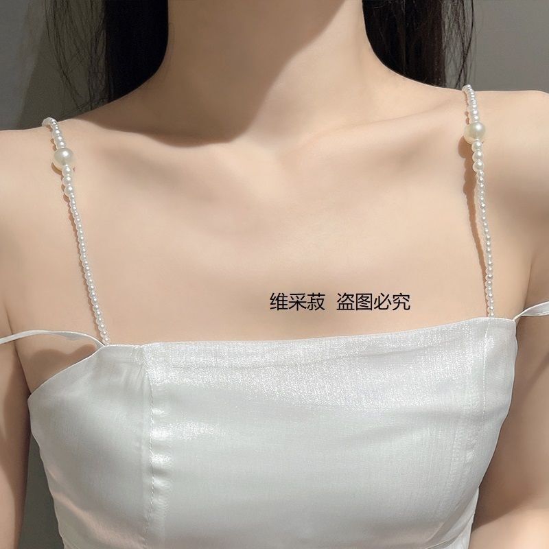 新款内衣肩带可外露龙虾扣珍珠肩带透明隐形水钻可带拆一字领美背