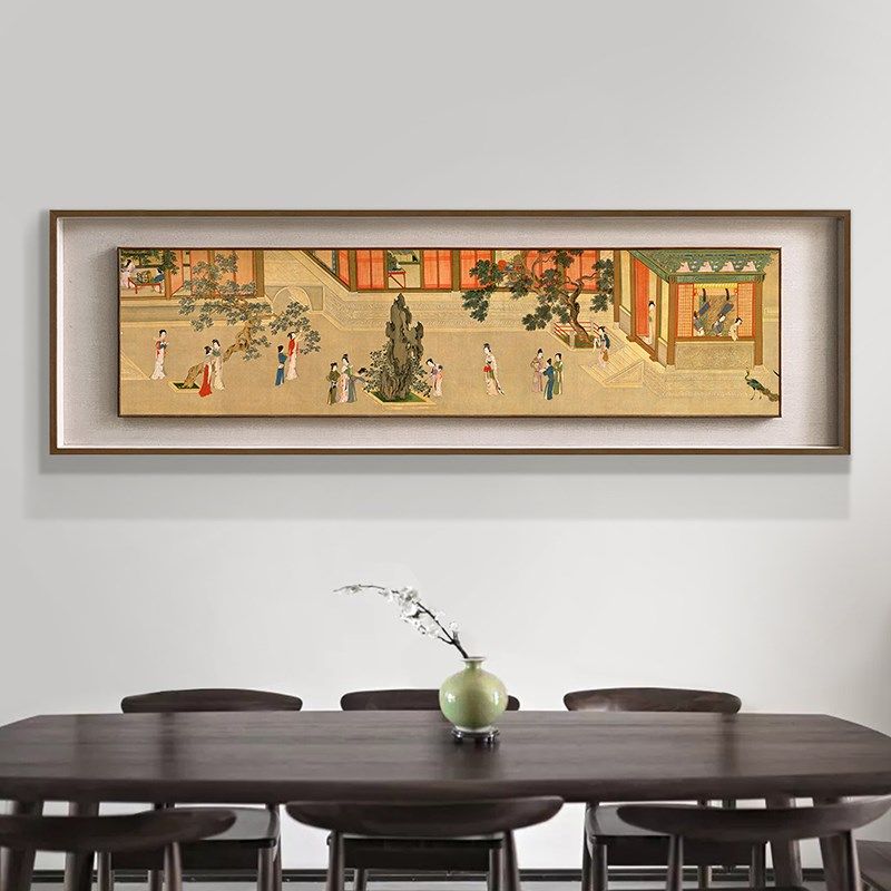 仇英 汉宫春晓图 新中式客厅装饰画工笔人物画书房卧室挂画名画