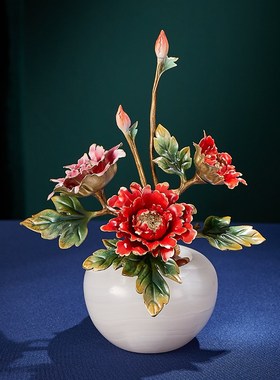 全铜兰花摆件高级感花艺工艺品新中式客厅玄关装饰品乔迁礼品