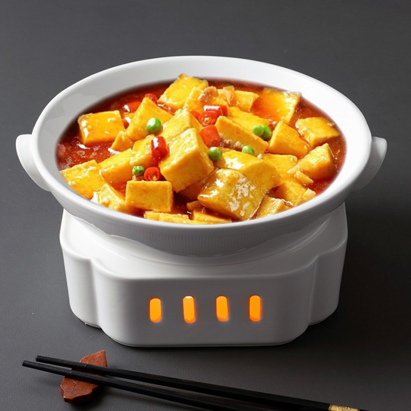 加热明炉盘c酒店家用饭店蜡烛保温陶瓷餐具热菜海鲜套炉汤盘暖炉