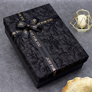 布艺高级感礼盒空盒送男s生包装盒生日大号礼品盒定制黑色礼物盒