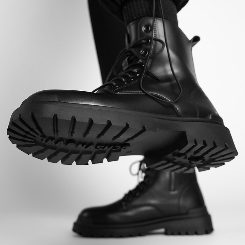 马丁靴男款夏季黑色工装英伦风休闲机车皮靴男士防滑加绒保暖棉靴