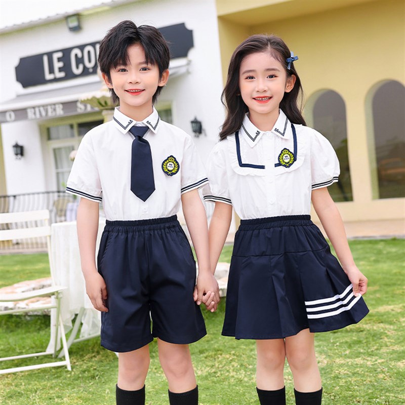 幼儿园园服夏装英伦衬衫学院风儿童班服小学生校服毕业照合影服装