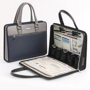 手提公文包营业执照印章收纳包文件资料带密码锁多功能商务收纳袋