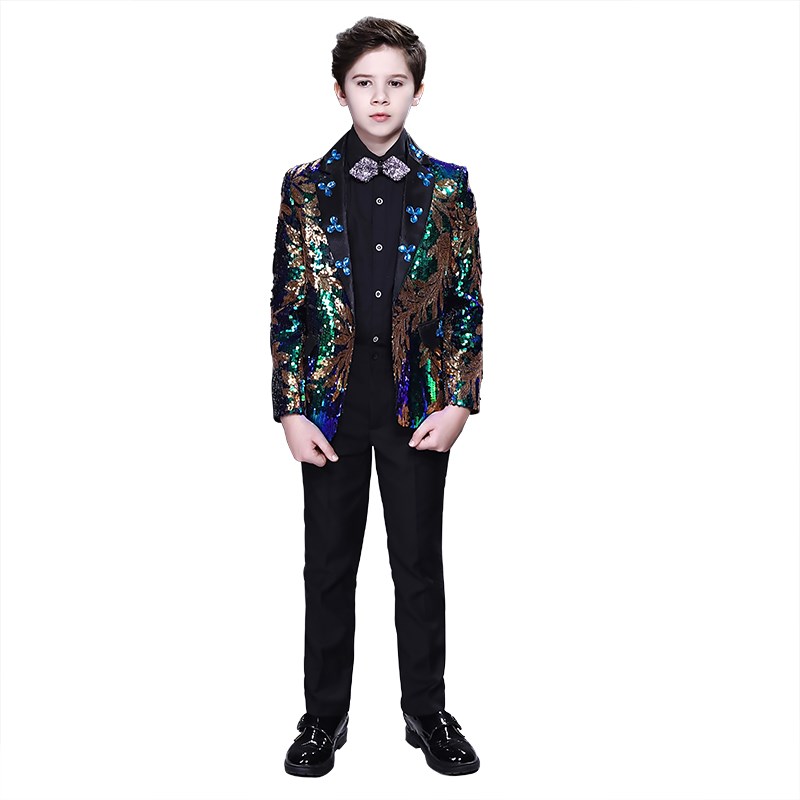 儿童西装套装三件套英伦2024新款小主持人走秀礼服男童钢琴演出服