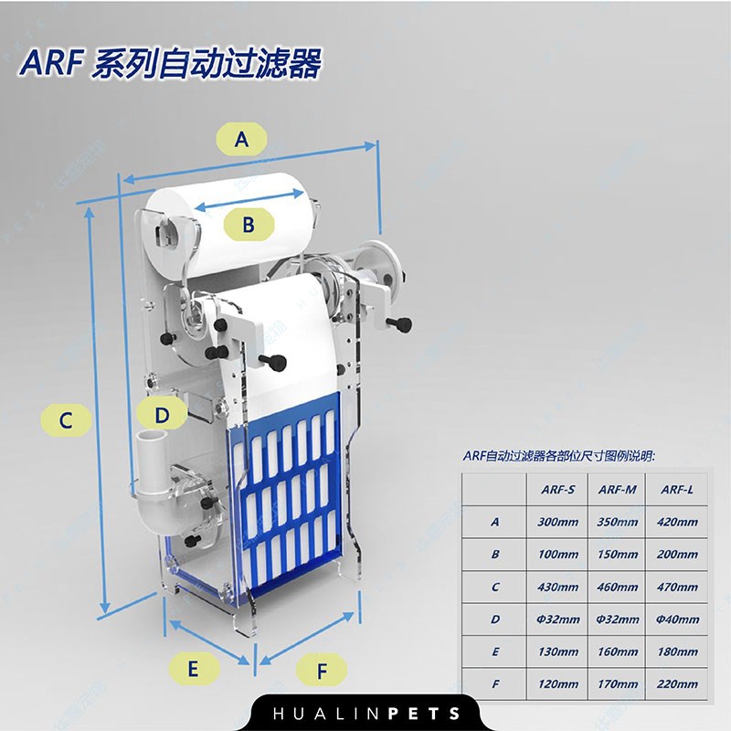 BM自动过滤器ARF-M洁自动换布干湿分离器水族箱鱼缸水质净化