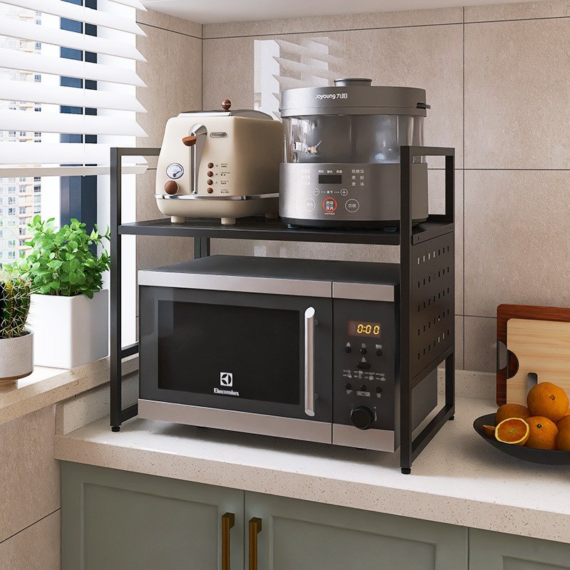 厨房置物架收纳架微波炉烤箱架子家用双层台面桌面电饭锅收纳支架