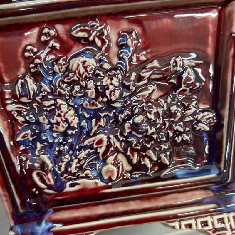 口20高15cm钧瓷青花釉里红青花牡丹图造景大号花盆陶瓷造景盆景盆