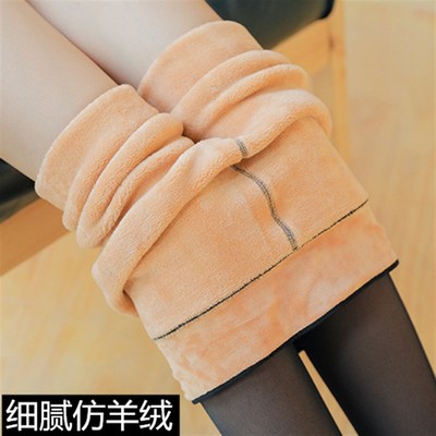 春秋冬薄款假透肉丝袜加厚加绒黑透肤连裤袜一体无缝踩脚打底裤女