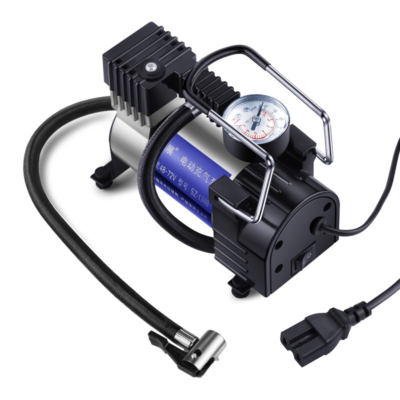 电动车双杠充气泵48-72v真空胎通用型高压打气筒家用车载便携打气